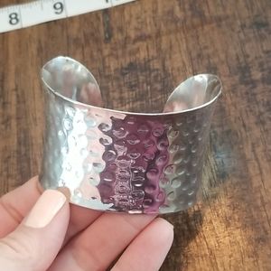 Silver tone hammered cuff